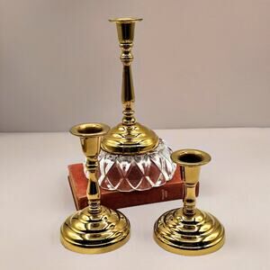 Coppercraft Brass Candlestick Holders Set Of 3 Vintage Brass
